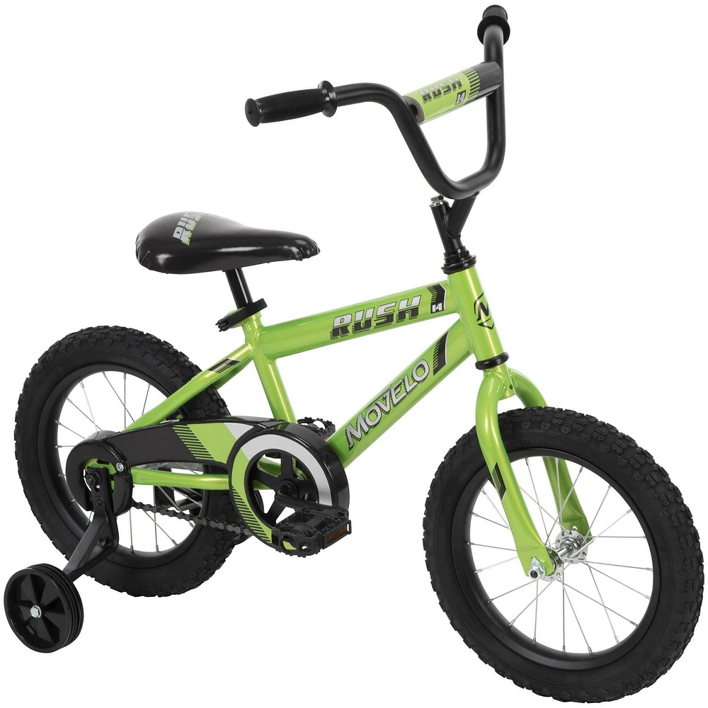 Movelo Rush 14” Boys Bike, Lime Green, 4-6 years old