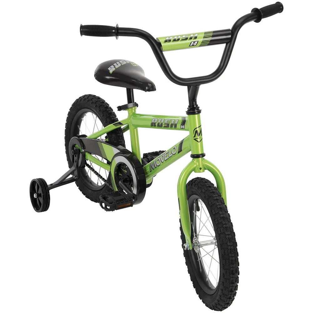 Movelo Rush 14” Boys Bike, Lime Green, 4-6 years old