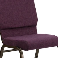 HERCULES Series 18.5''W Stacking Church Chair in Plum Fabric - Gold Vein Frame