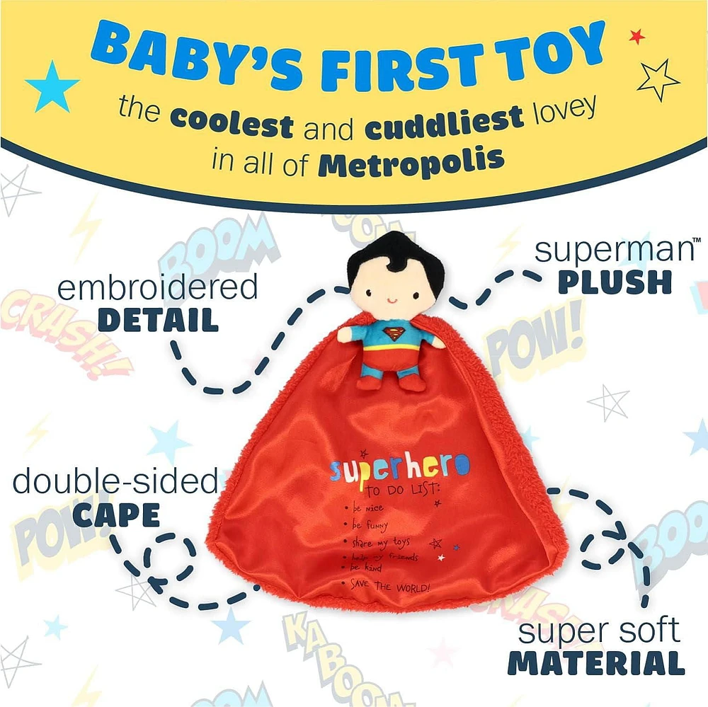 Kids Preferred DC Heroes Superman Lovey Security Blanket, 11 x 11 inches