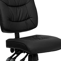 Mid-Back Black Leather Multifunction Swivel Ergonomic Task Office Chair