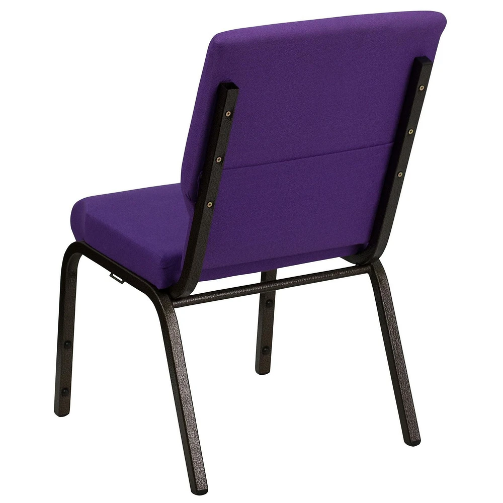 HERCULES Series 18.5''W Stacking Church Chair in Purple Fabric - Gold Vein Frame