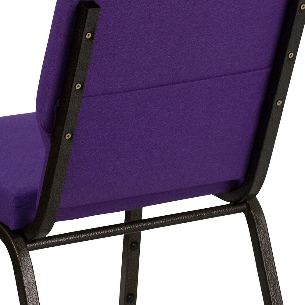 HERCULES Series 18.5''W Stacking Church Chair in Purple Fabric - Gold Vein Frame