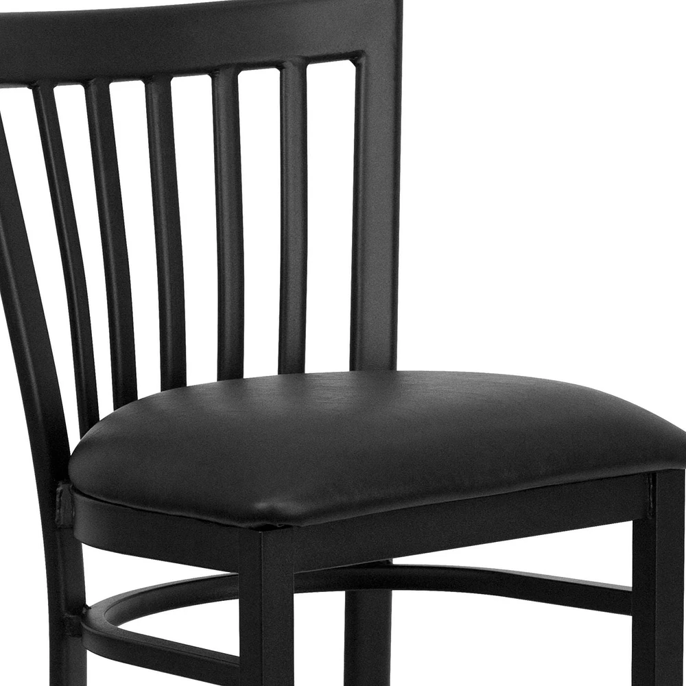 HERCULES Series Black School House Back Metal Restaurant Barstool - Black Vinyl Seat