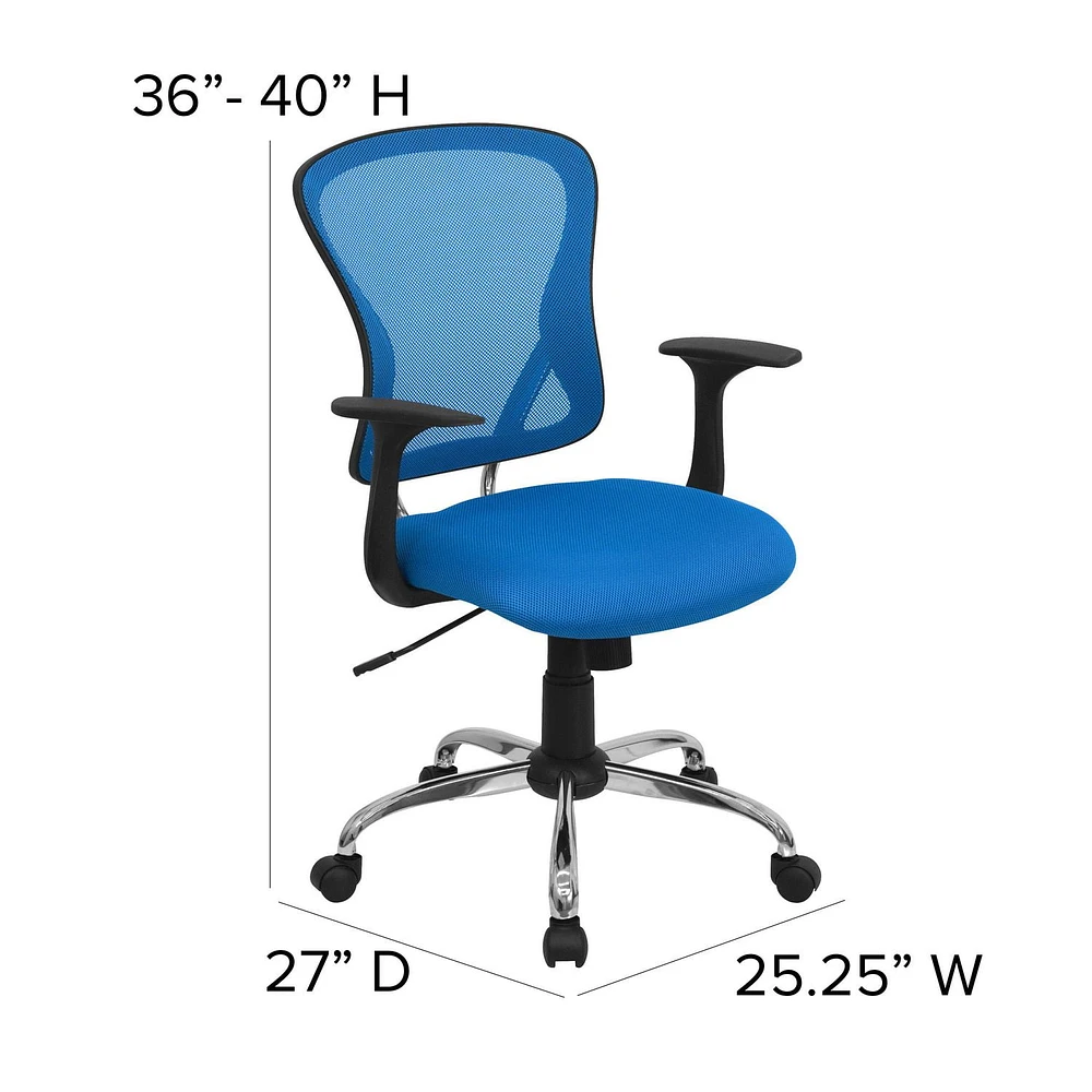 Mid-Back Mesh Swivel Task Chair with Chrome Base and Arms