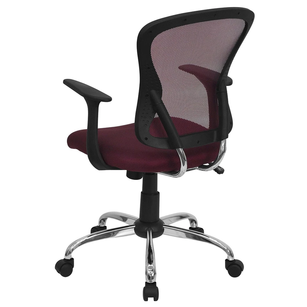 Mid-Back Mesh Swivel Task Chair with Chrome Base and Arms