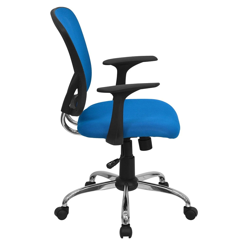 Mid-Back Mesh Swivel Task Chair with Chrome Base and Arms