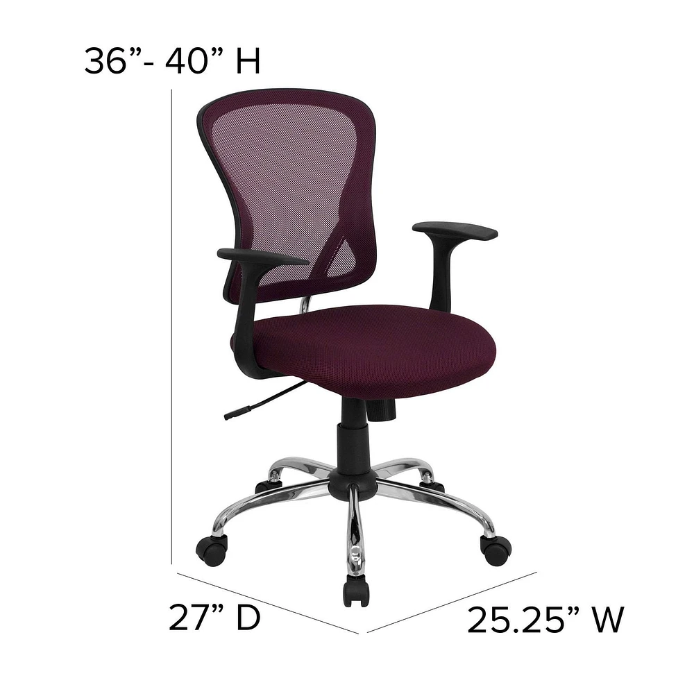 Mid-Back Mesh Swivel Task Chair with Chrome Base and Arms