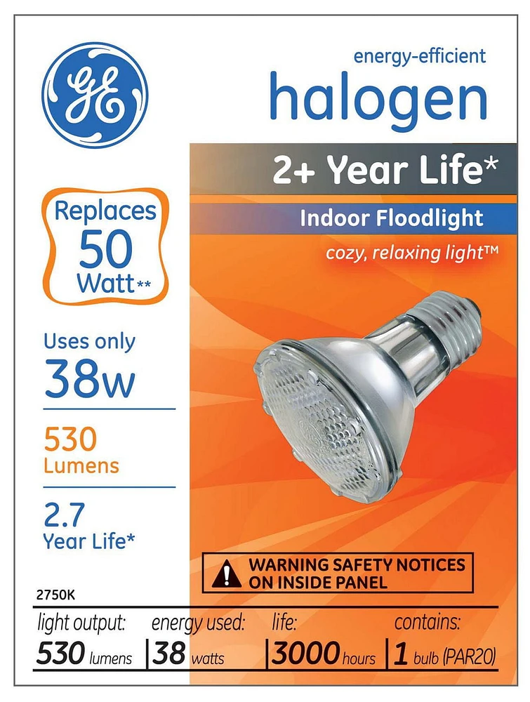 GE Energy-Efficient Halogen 38W PAR20 1PK