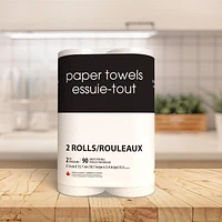 Essuie-tout noir et blanc 2 rouleaux doubles de 90 feuilles