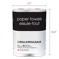 Essuie-tout noir et blanc 2 rouleaux doubles de 90 feuilles