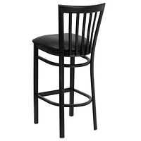 HERCULES Series Black School House Back Metal Restaurant Barstool - Black Vinyl Seat