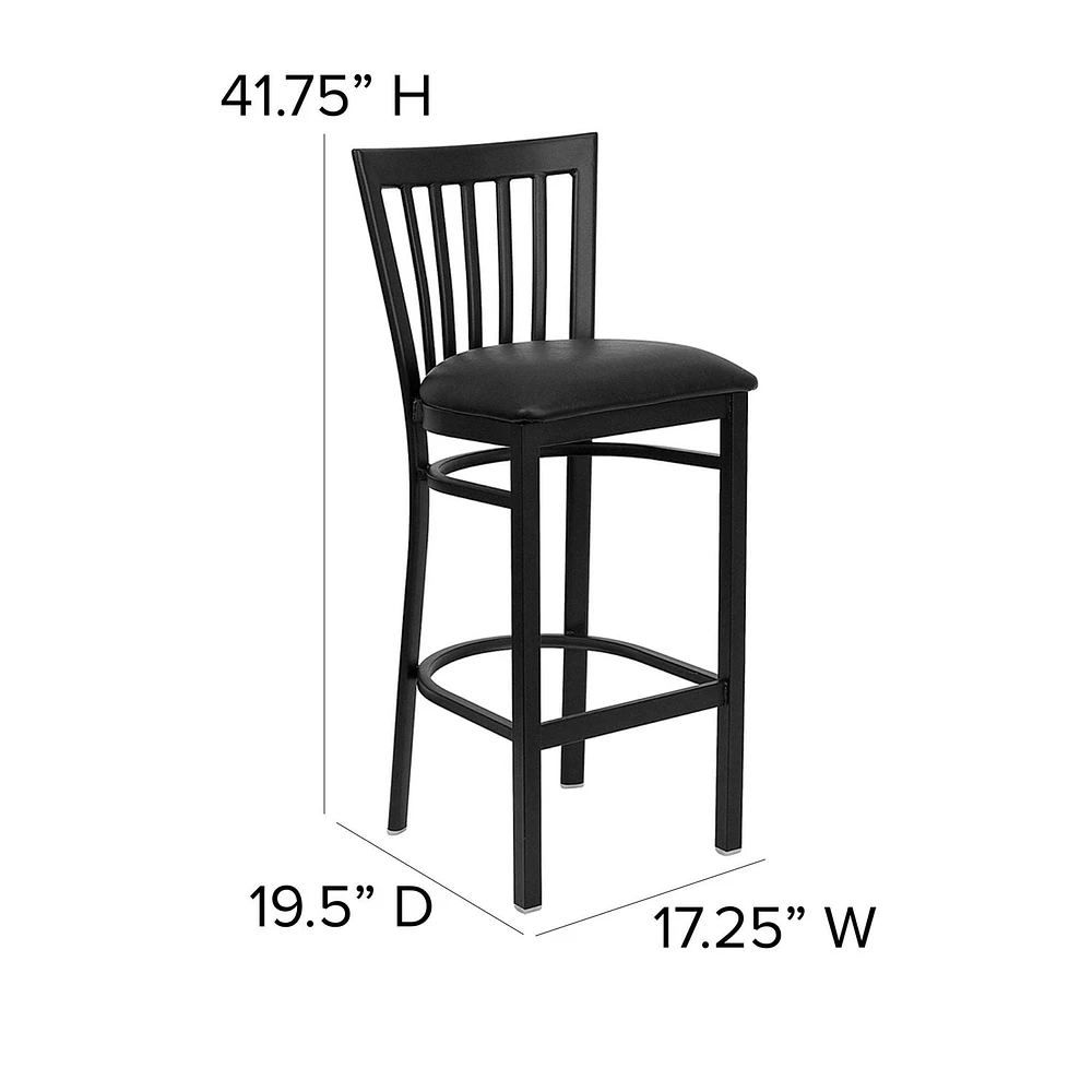 HERCULES Series Black School House Back Metal Restaurant Barstool - Black Vinyl Seat