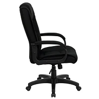 High Back Black Fabric Executive Swivel Chair with Arms