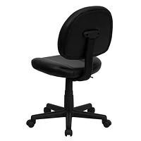 Mid-Back Black Leather Ergonomic Swivel Task Chair