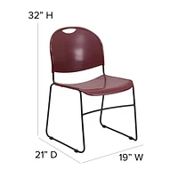 HERCULES Series 880 lb. Capacity Burgundy Ultra-Compact Stack Chair with Black Frame