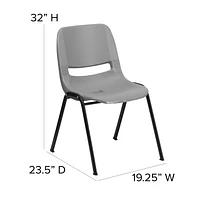 HERCULES Series 880 lb. Capacity Gray Ergonomic Shell Stack Chair