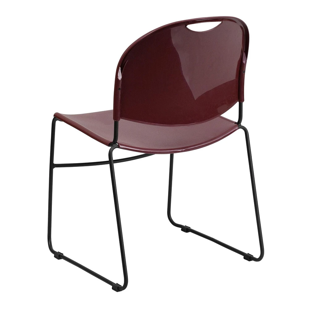 HERCULES Series 880 lb. Capacity Burgundy Ultra-Compact Stack Chair with Black Frame