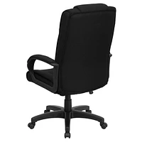 High Back Black Fabric Executive Swivel Chair with Arms