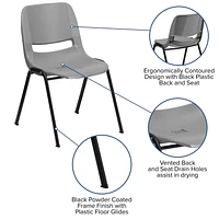 HERCULES Series 880 lb. Capacity Gray Ergonomic Shell Stack Chair