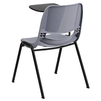 Gray Ergonomic Shell Chair with Right Handed Flip-Up Tablet Arm