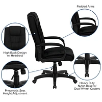 High Back Black Fabric Executive Swivel Chair with Arms