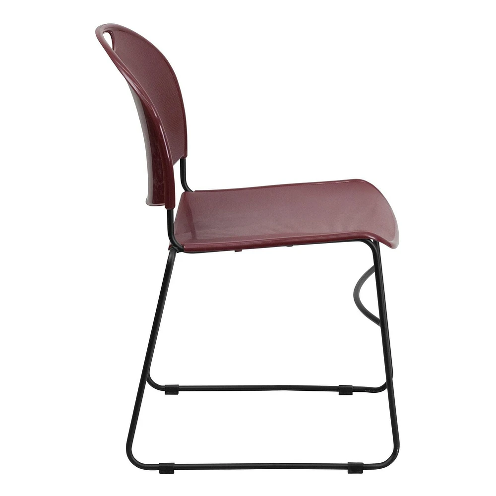 HERCULES Series 880 lb. Capacity Burgundy Ultra-Compact Stack Chair with Black Frame