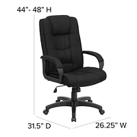 High Back Black Fabric Executive Swivel Chair with Arms