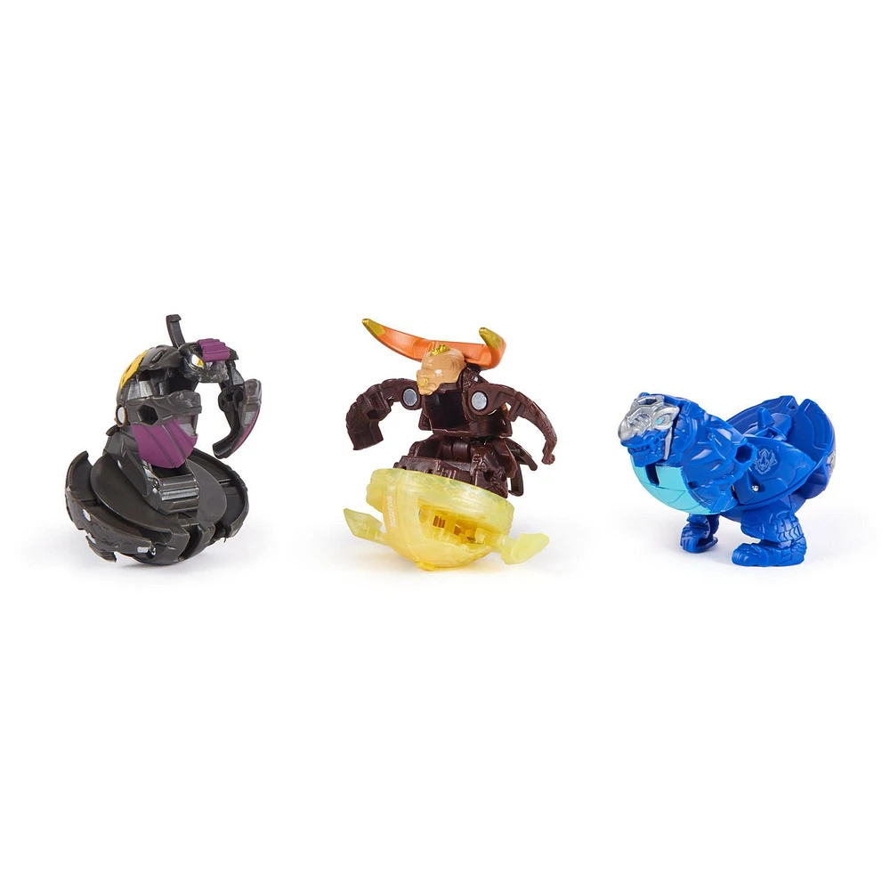 Bakugan Starter 3-Pack, Special Attack Bruiser, Mantid and Titanium Trox, Customizable Spinning Action Figures and Trading Cards, Kids Toys for Boys and Girls 6 and up