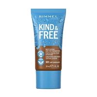 Rimmel KIND & FREE Moisturising Skin Tint Foundation, 100% Vegan, Formulated with Vitamin E, Pro Vitamin B5 & Aloe Vera, Lightweight Dewy Finish