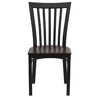 HERCULES Series Black School House Back Metal Restaurant Chair - Mahogany Wood Seat