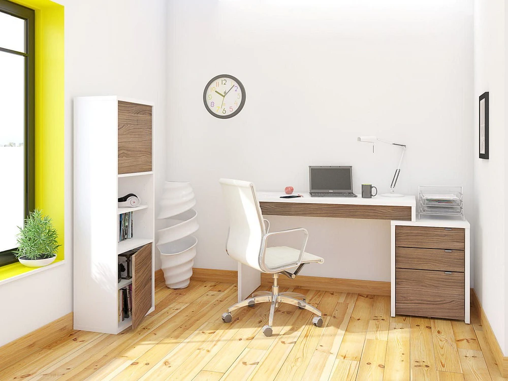 Nexera Liber-T Reversible Desk Panel, White And Walnut