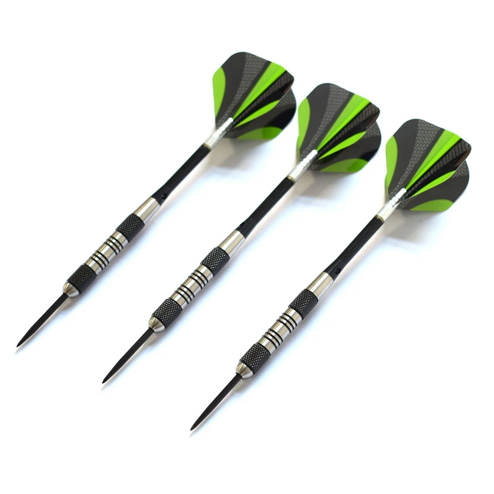 Dublin Steel Tip Darts Set - Includes 3 Darts with Aluminum Shafts, 3 Extra Poly Flights, Dart Wrench, and Case