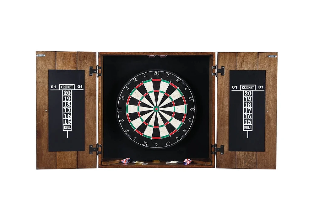 Drifter Solid Wood Dartboard & Cabinet Set - Rustic Oak