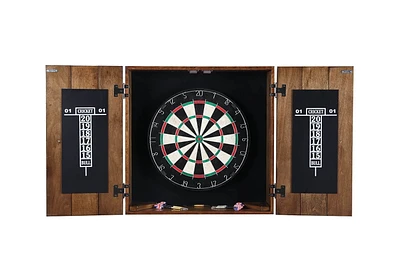 Drifter Solid Wood Dartboard & Cabinet Set - Rustic Oak