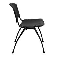 HERCULES Series 880 lb. Capacity Black Plastic Stack Chair with Oval Cutout Back and Black Frame