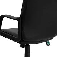 Flash Furniture Mid-Back Black Leather Swivel Task Chair with Arms