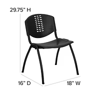 HERCULES Series 880 lb. Capacity Black Plastic Stack Chair with Oval Cutout Back and Black Frame