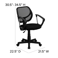 Mid-Back Black Mesh Swivel Task Chair with Curved Square Back and Arms