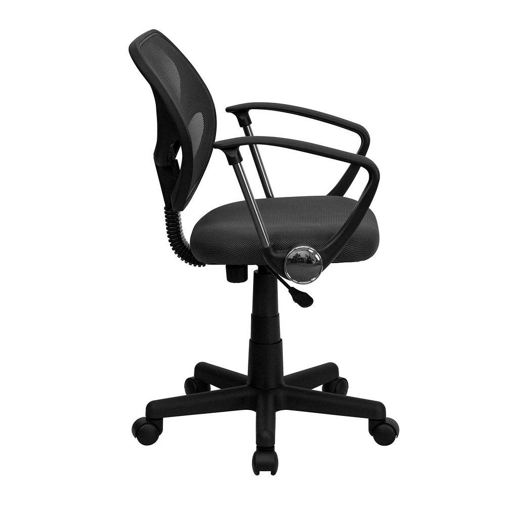 Mid-Back Gray Mesh Swivel Task Chair with Arms