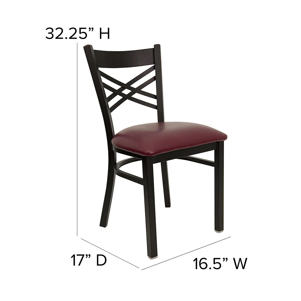 HERCULES Series Black ''X'' Back Metal Restaurant Chair