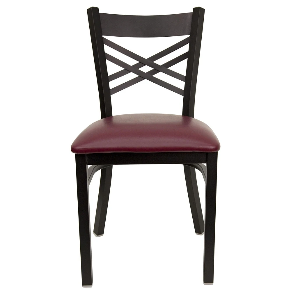 HERCULES Series Black ''X'' Back Metal Restaurant Chair