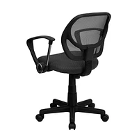 Mid-Back Gray Mesh Swivel Task Chair with Arms