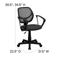 Mid-Back Gray Mesh Swivel Task Chair with Arms