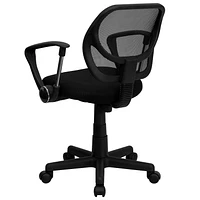 Mid-Back Black Mesh Swivel Task Chair with Curved Square Back and Arms