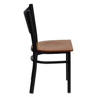 HERCULES Series Black Coffee Back Metal Restaurant Chair - Cherry Wood Seat