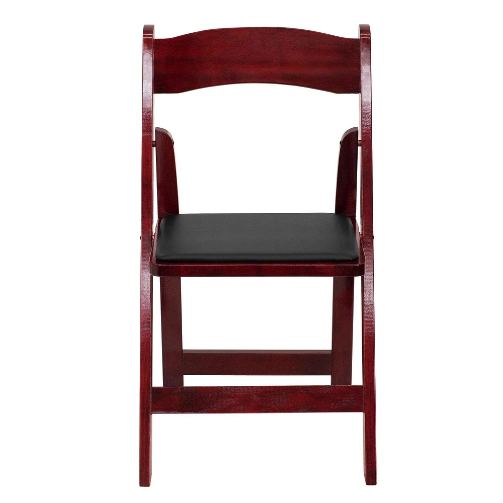 HERCULES Series Mahogany Wood Folding Chair with Vinyl Padded Seat