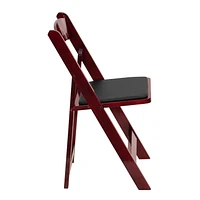 HERCULES Series Mahogany Wood Folding Chair with Vinyl Padded Seat