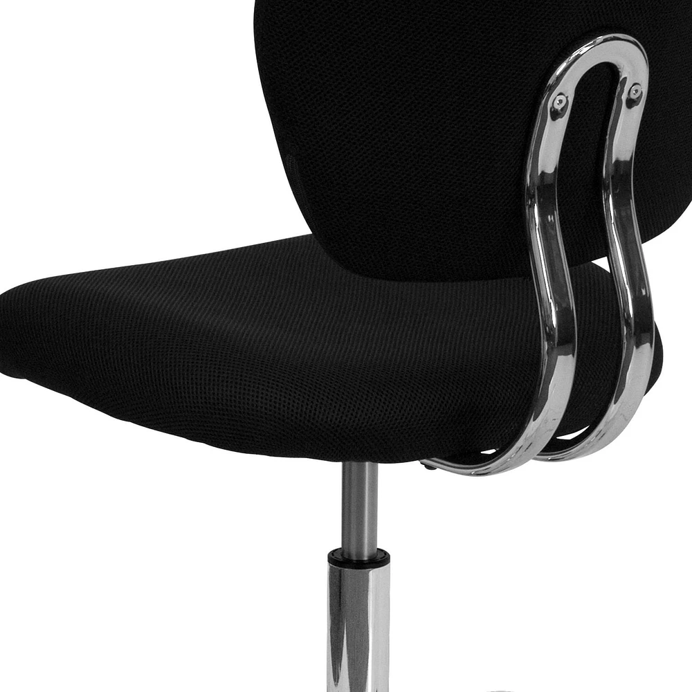 Mid-Back Black Mesh Padded Swivel Task Chair with Chrome Base