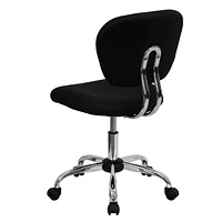 Mid-Back Black Mesh Padded Swivel Task Chair with Chrome Base